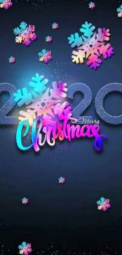 2020 Christmas wallpaper with colorful snowflakes and festive style.