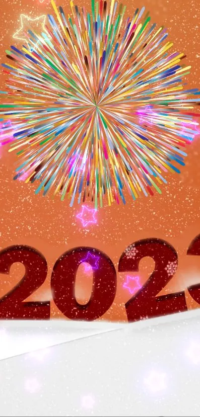 2023 New Year mobile wallpaper with colorful fireworks.