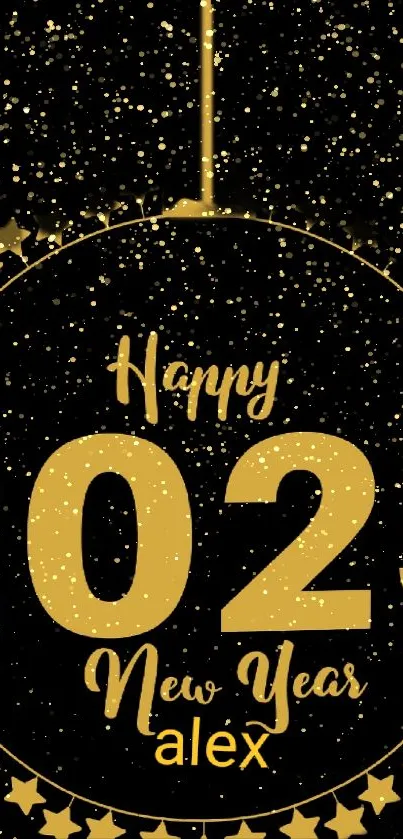 Gold and black 2023 New Year wallpaper design.