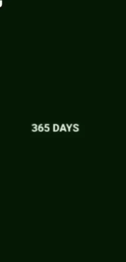 Minimalist dark green wallpaper with '365 DAYS' text.