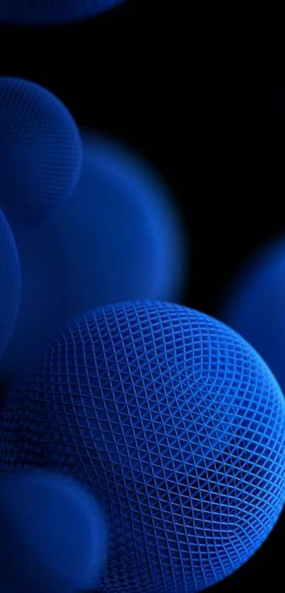 3D blue spheres geometric mobile wallpaper.