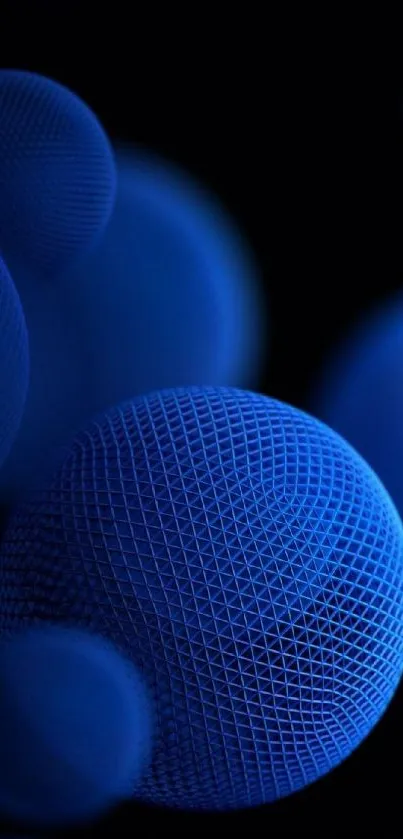 3D blue spheres on dark background mobile wallpaper