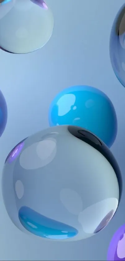 3D bubbles on a light blue background wallpaper.