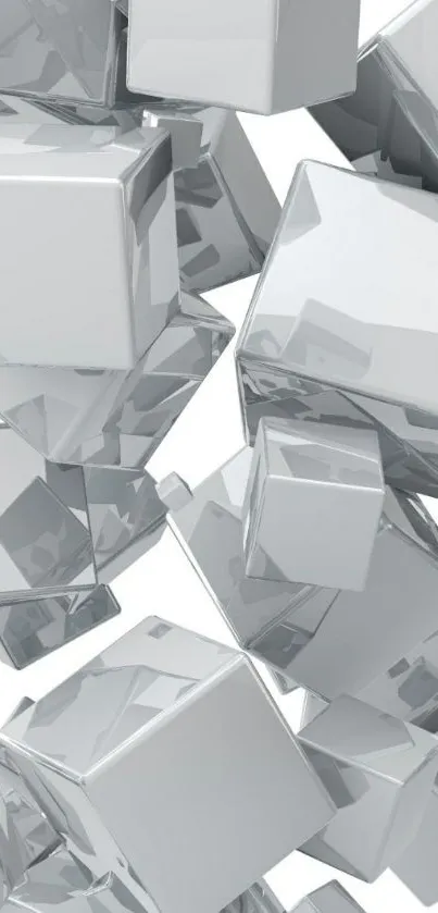 3D silver cubes abstract phone wallpaper.