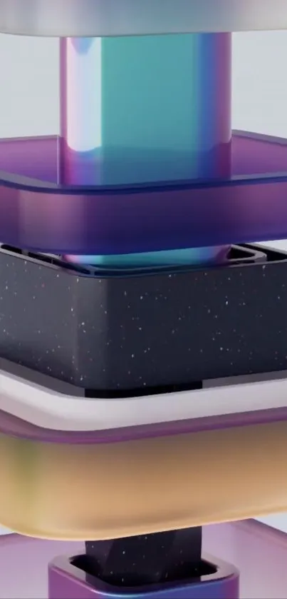 3D geometric abstract mobile wallpaper with colorful layered shapes.