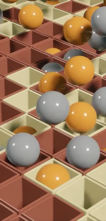 3D geometric ball pattern with colorful cubes.