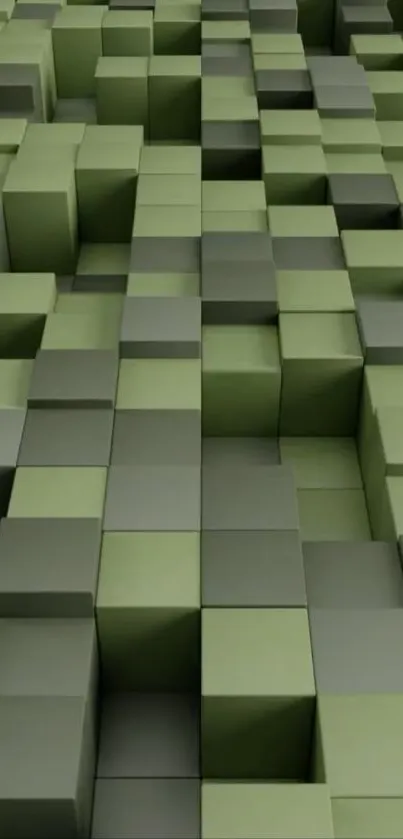 3D geometric green cubes abstract wallpaper