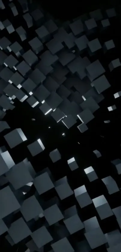 3D dark geometric cubes wallpaper with an abstract design