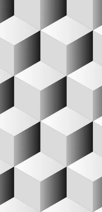 3D black and white geometric cube pattern wallpaper.