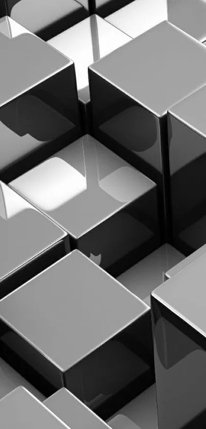 3D geometric silver cubes mobile wallpaper.