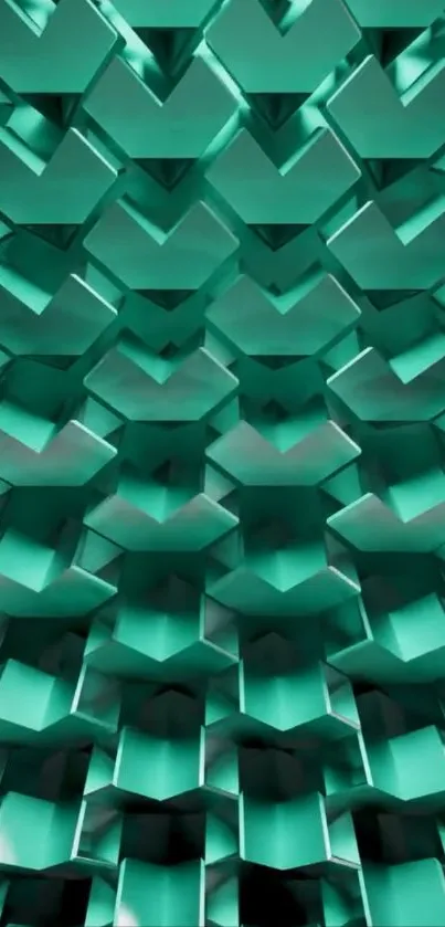 3D geometric teal pattern wallpaper design