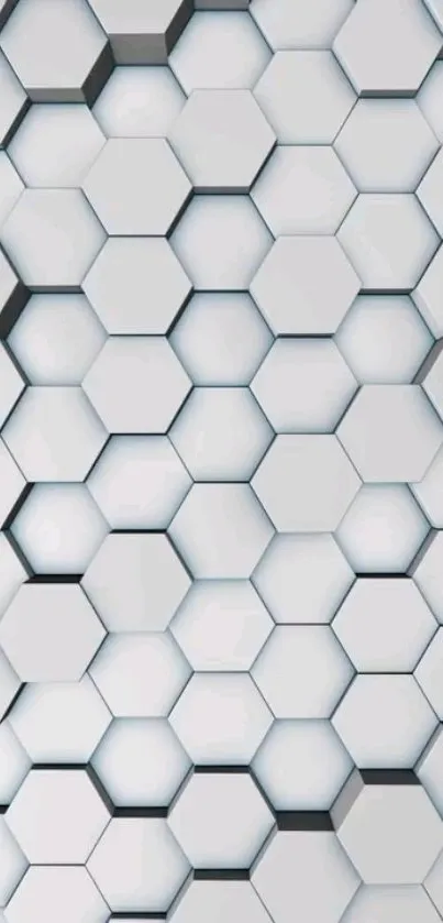 3D white hexagon pattern wallpaper for modern screen design.