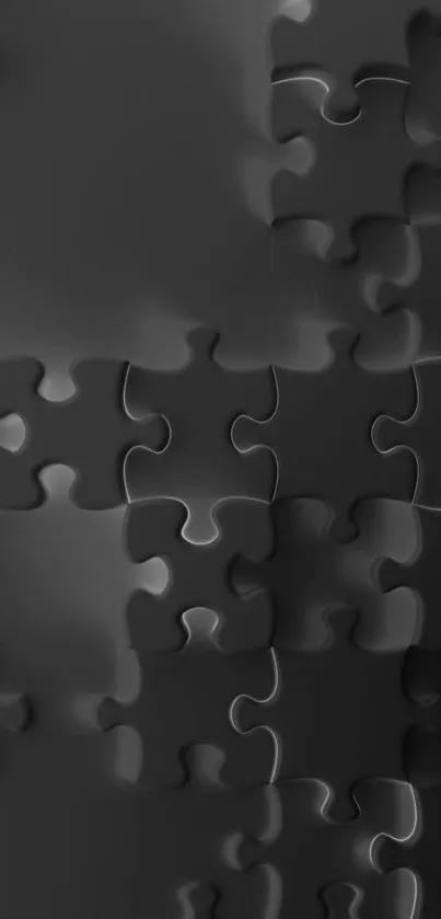 Dark 3D puzzle mobile wallpaper with abstract gray design.