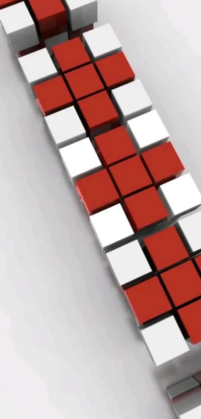 3D red and white block pattern wallpaper