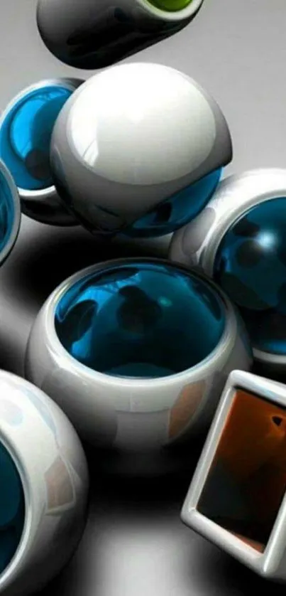 3D spheres abstract wallpaper with glossy surfaces and vivid colors.