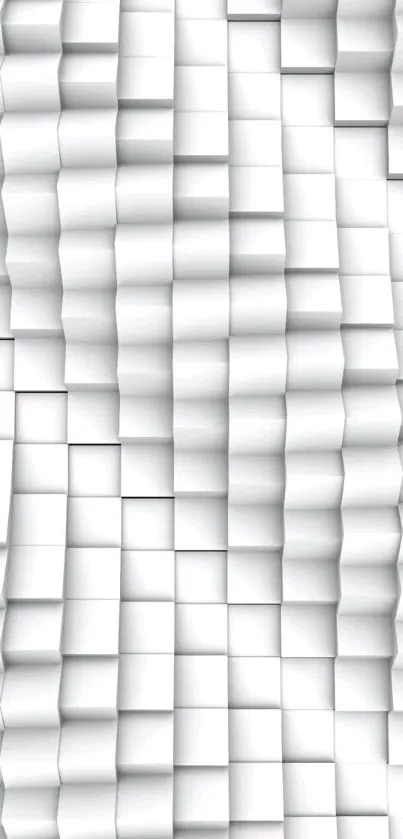 3D white geometric cubes wallpaper with a textured pattern.