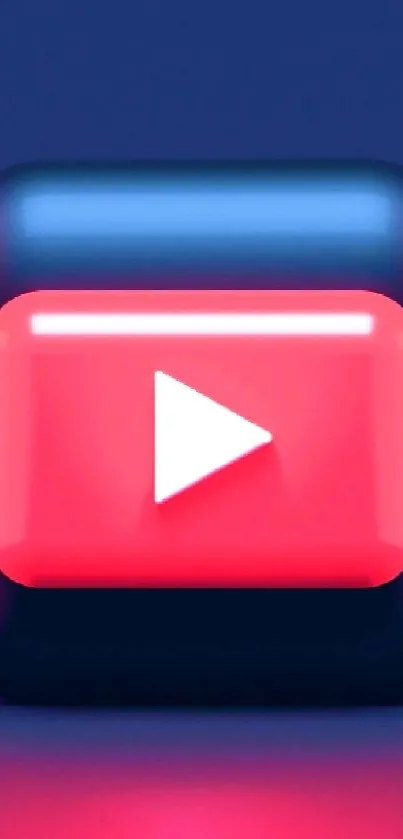 3D red YouTube play button icon on navy blue background.