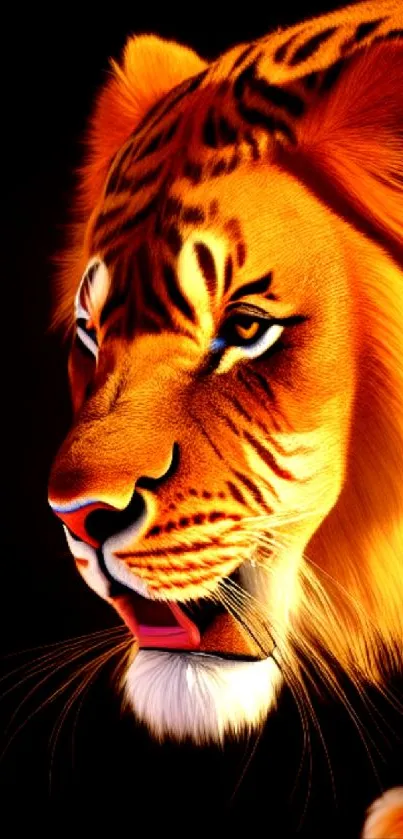 Artistic 5K wallpaper showcasing a radiant tiger with vibrant orange hues.