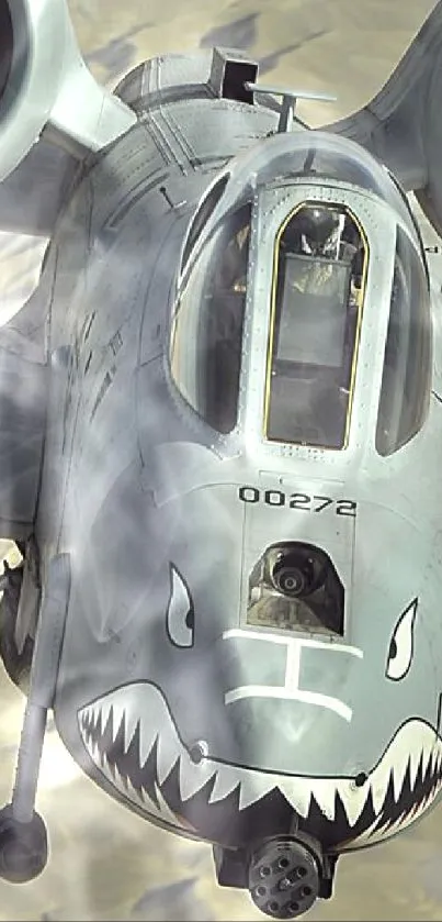 A-10 Thunderbolt II soaring over desert landscape.