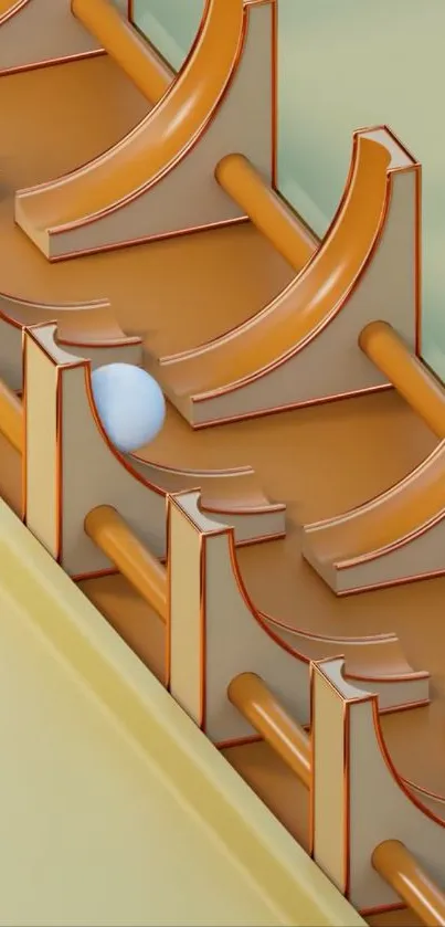 Abstract 3D geometric pathway in yellow tones.