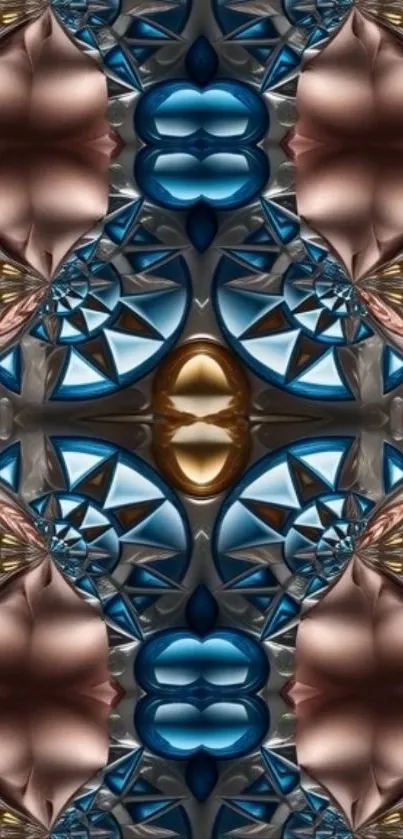 Abstract 3D geometric pattern with vibrant colors.