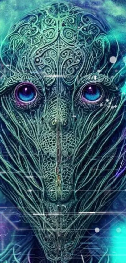 Abstract alien art wallpaper with intricate patterns and vivid colors.