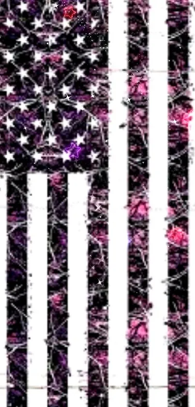 Abstract American flag with pink and purple hues as mobile wallpaper.