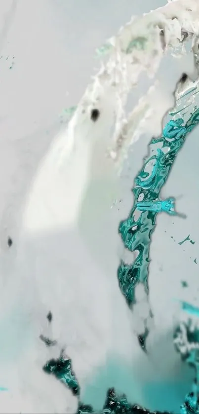 Abstract aqua and white swirls create a fluid and elegant art piece for mobile wallpaper.