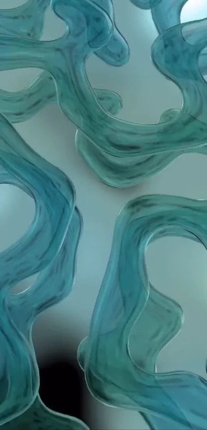 Abstract aqua flowing art wallpaper with fluid shapes.