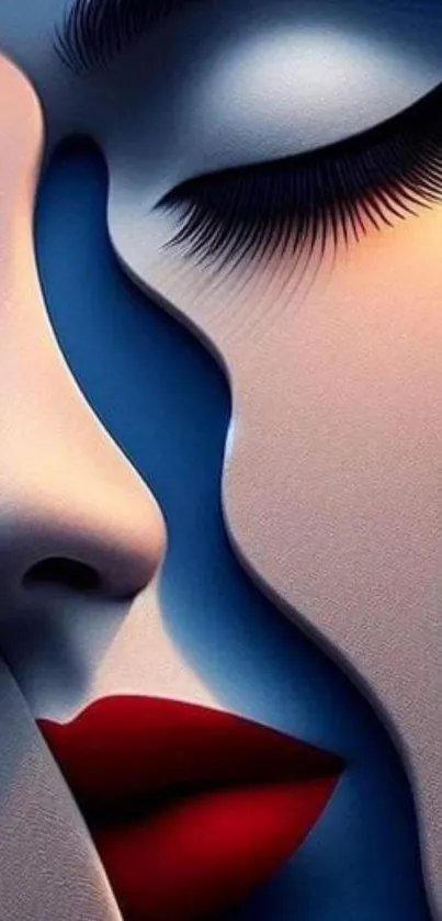Abstract artistic face designed for mobile wallpaper with vivid colors.