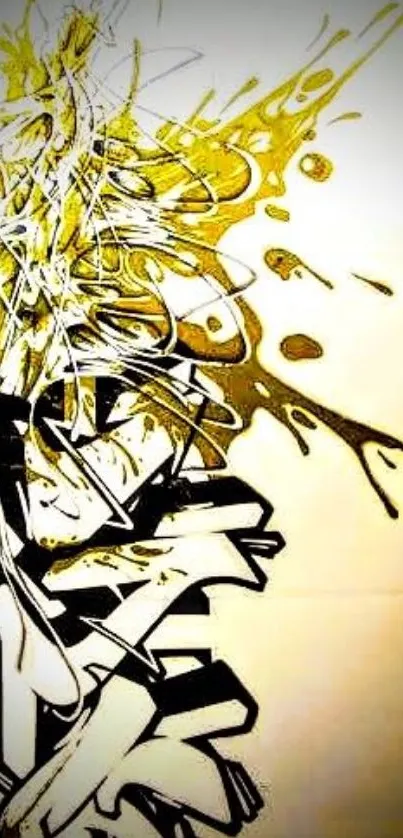 Abstract art wallpaper with golden hues and dynamic brush strokes.