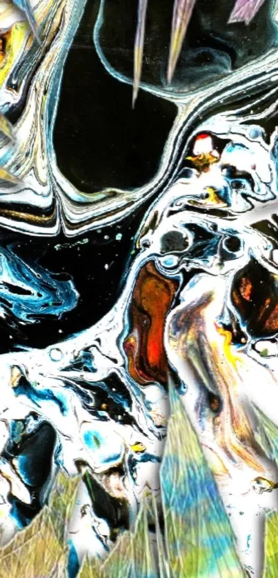 Abstract mobile wallpaper with vibrant colors and dynamic patterns.