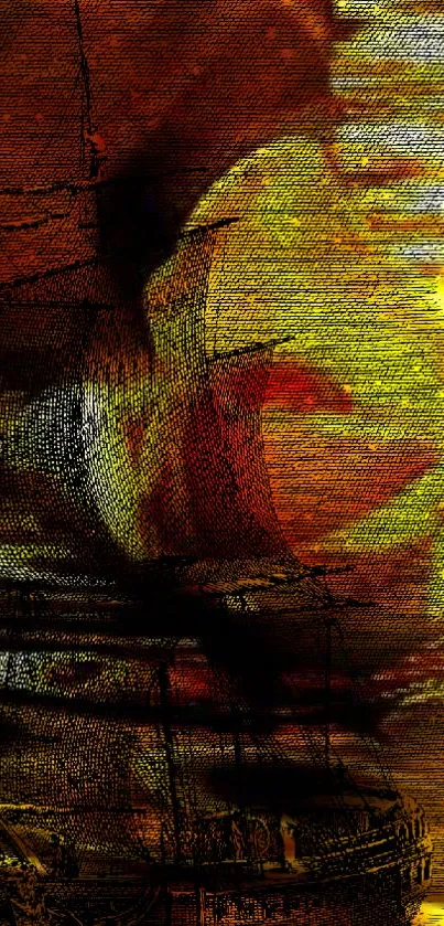 Abstract wallpaper with vibrant autumnal colors and dynamic textures.