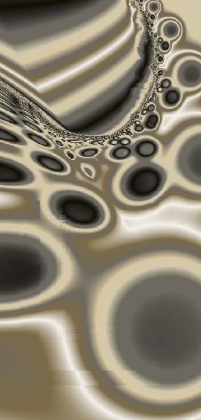 Abstract beige fractal pattern with circular designs for mobile wallpaper.