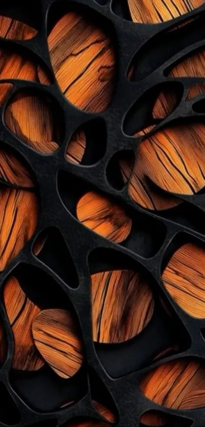 Abstract black and brown design phone wallpaper.