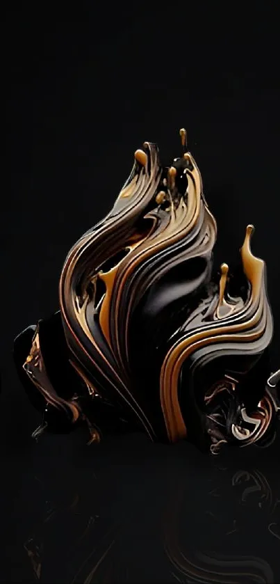 Elegant abstract black and gold design for mobile wallpaper.