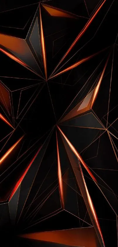 Abstract black and orange geometric mobile wallpaper.