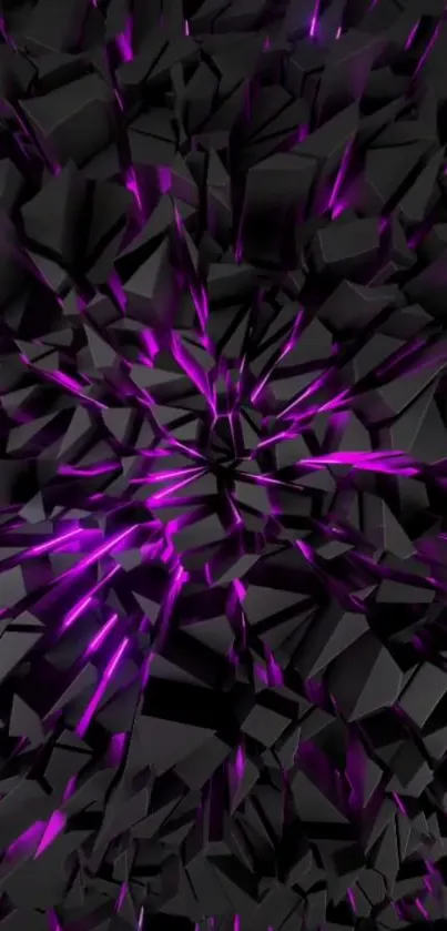 Black and purple abstract shattered design wallpaper for mobile.