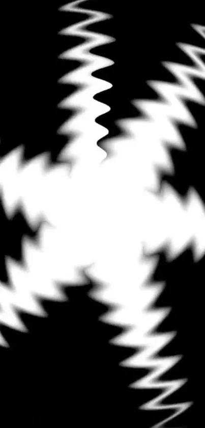 Black and white abstract zigzag pattern wallpaper for mobile device.