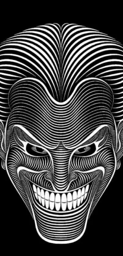 Black and white abstract line art of a mysterious face wallpaper.