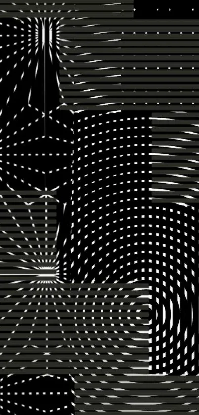 Abstract black and white geometric mobile wallpaper.