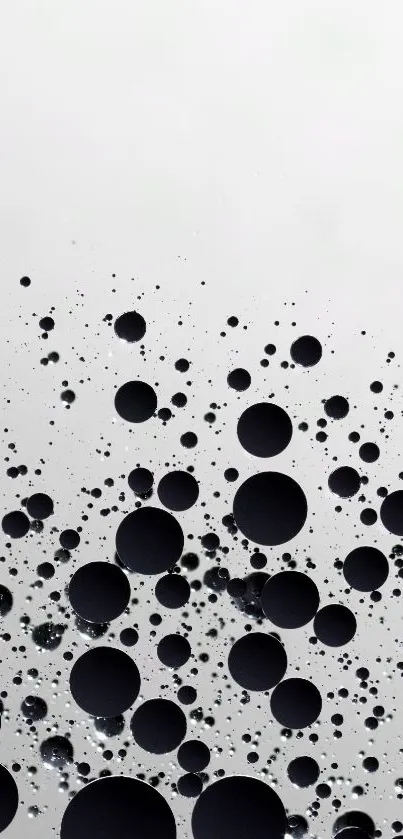 Abstract black and white bubbles wallpaper for mobile phone, featuring elegant design.