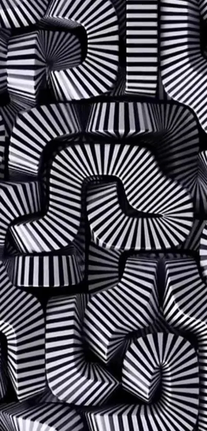 Abstract black and white geometric pattern wallpaper.