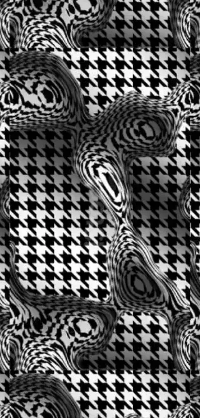 Abstract black and white houndstooth pattern design.