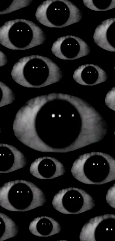 Abstract black and white eye pattern wallpaper.