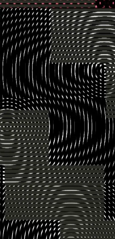 Abstract black and white pattern with optical illusion effect.