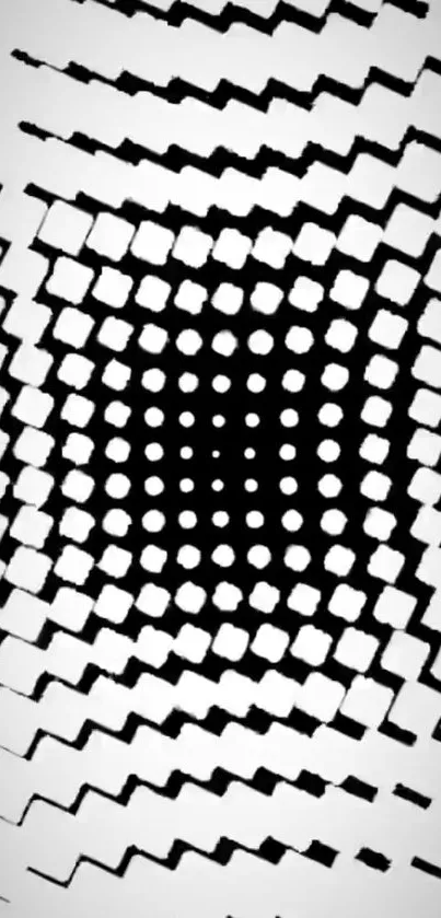 Abstract black and white geometric pattern for mobile wallpaper.