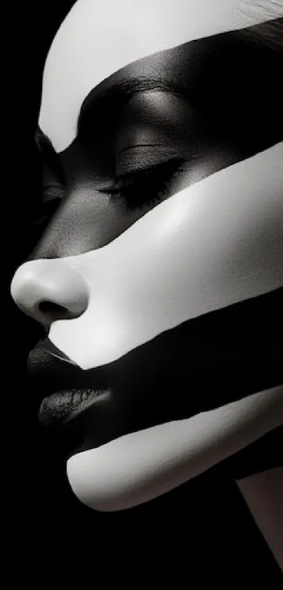 Black and white abstract portrait wallpaper.