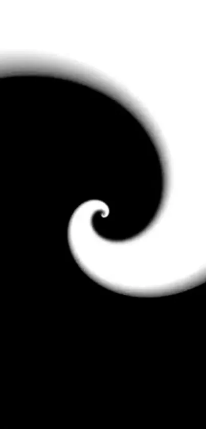 Dynamic black and white spiral abstract wallpaper design.