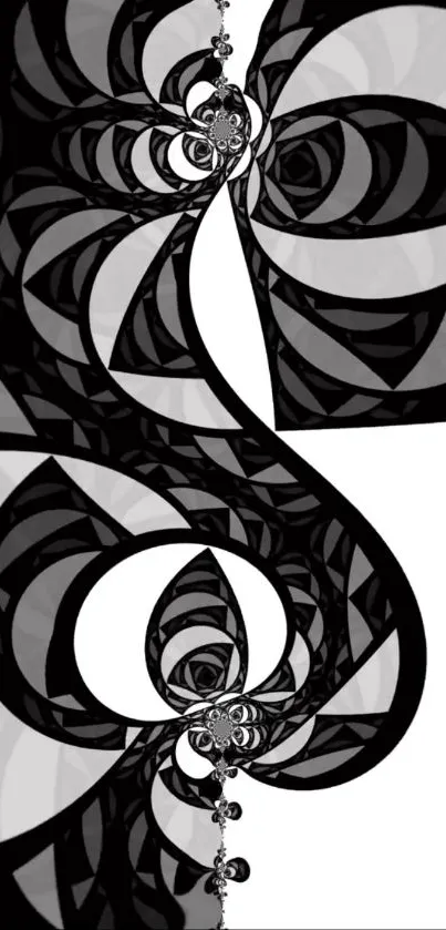 Black and white abstract geometric design wallpaper.